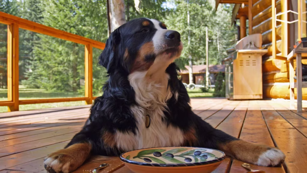 lindo_cachorro_da_raça_sao_bernardo_comendo