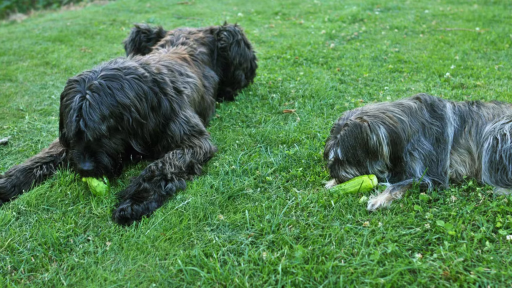 dois_cachorro_maltes_comendo_pepinos